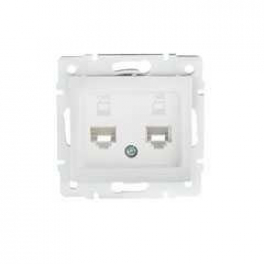 DOMO 01-1420-002 fehér dupla adatcsatlakozó aljzat független (2xRJ45 Cat 6 Jack)