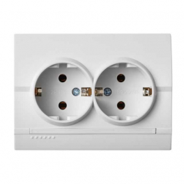 LOGI 02-1270-102 fehér schuko földelt dupla dugalj komplett