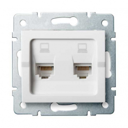 LOGI 02-1410-002 fehér dupla adatcsatlakozó aljzat, független (2xRJ45 Cat 5e Jack)