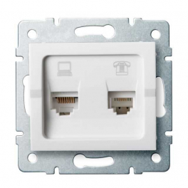 LOGI 02-1430-002 fehér adat-telefoncsatlakozó aljzat (RJ45 Cat 5e+RJ11)