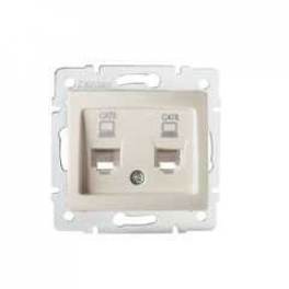 DOMO 01-1420-003 krém dupla adatcsatlakozó aljzat független (2xRJ45 Cat 6 Jack)