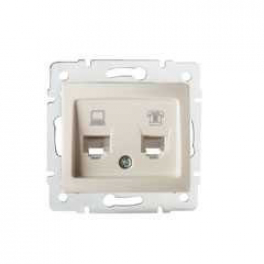 DOMO 01-1430-003 krém adatcsatlakozó aljzat (RJ45 Cat 5e+RJ11)