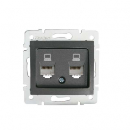 DOMO 01-1410-041 grafit dupla adatcsatlakozó aljzat független (2xRJ45 Cat 5e Jack)