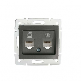 DOMO 01-1440-041 grafit adat-telefoncsatlakozó aljzat (RJ45 Cat 6+RJ11)