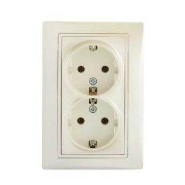 DOMO 01-1270-130 gyöngyház schuko földelt dupla dugalj komplett