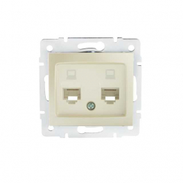 DOMO 01-1410-030 gyöngyház dupla adatcsatlakozó aljzat független (2xRJ45 Cat 5e Jack)