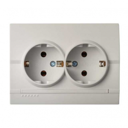 LOGI 02-1270-103 krém schuko földelt dupla dugalj komplett