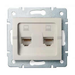 LOGI 02-1420-003 krém dupla adatcsatlakozó aljzat, független (2xRJ45 Cat 6 Jack)