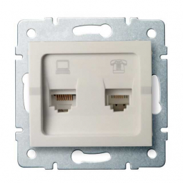 LOGI 02-1430-003 krém adat-telefoncsatlakozó aljzat (RJ45 Cat 5e+RJ11)