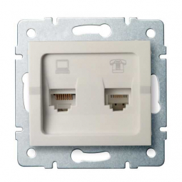 LOGI 02-1440-003 krém adat-telefoncsatlakozó aljzat (RJ45 Cat 6+RJ11)