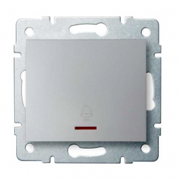 LOGI 02-1080-143 ezüst jelzőfényes csengő nyomókapcsoló