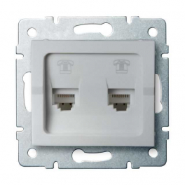 LOGI 02-1380-043 ezüst dupla telefon csatlakozó aljzat, független (2xRJ11)