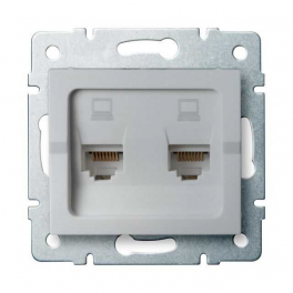 LOGI 02-1420-043 ezüst dupla adatcsatlakozó aljzat, független (2xRJ45 Cat 6 Jack)