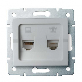 LOGI 02-1430-043 ezüst adat-telefoncsatlakozó aljzat (RJ45 Cat 5e+RJ11)