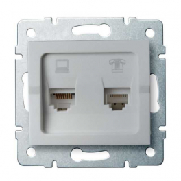 LOGI 02-1440-043 ezüst adat-telefoncsatlakozó aljzat (RJ45 Cat 6+RJ11)