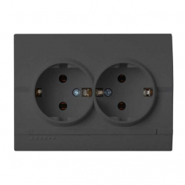 LOGI 02-1270-141 grafit schuko földelt dupla dugalj komplett