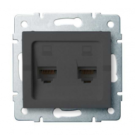 LOGI 02-1410-041 grafit dupla adatcsatlakozó aljzat, független (2xRJ45 Cat 5e Jack)