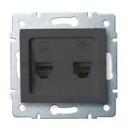LOGI 02-1440-041 grafit adat-telefoncsatlakozó aljzat (RJ45 Cat 6+RJ11)