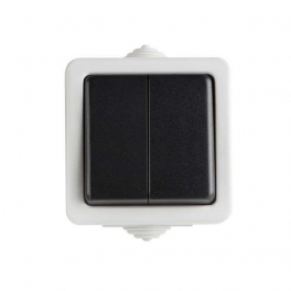 TEKNO 05-1028-143 fekete kettős váltókapcsoló IP54